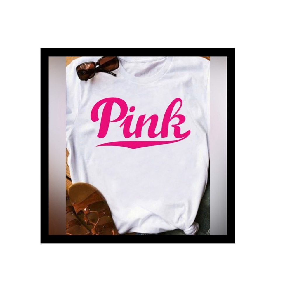 Pink Letter Print T-shirt